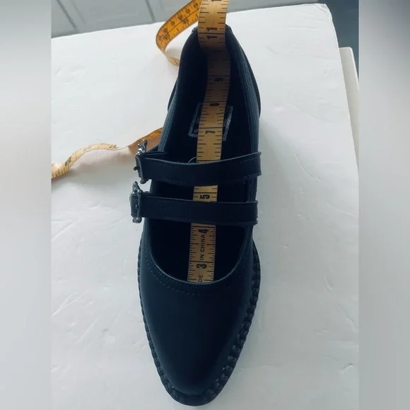 T.U.K. Footwear Black Women Platform Mary Jane 2 Strap Skull Buckle Shoes Size 6 - Picture 9 of 10
